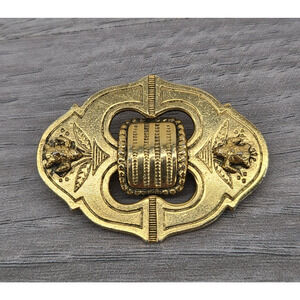 Vintage Signed Freirich Gold Tone Ornate Victorian Revival BroochTurtle